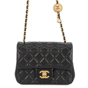 Chanel Mini Matelasse Chain Shoulder Bag in Lambskin, AS1786, Coco Ball, Black